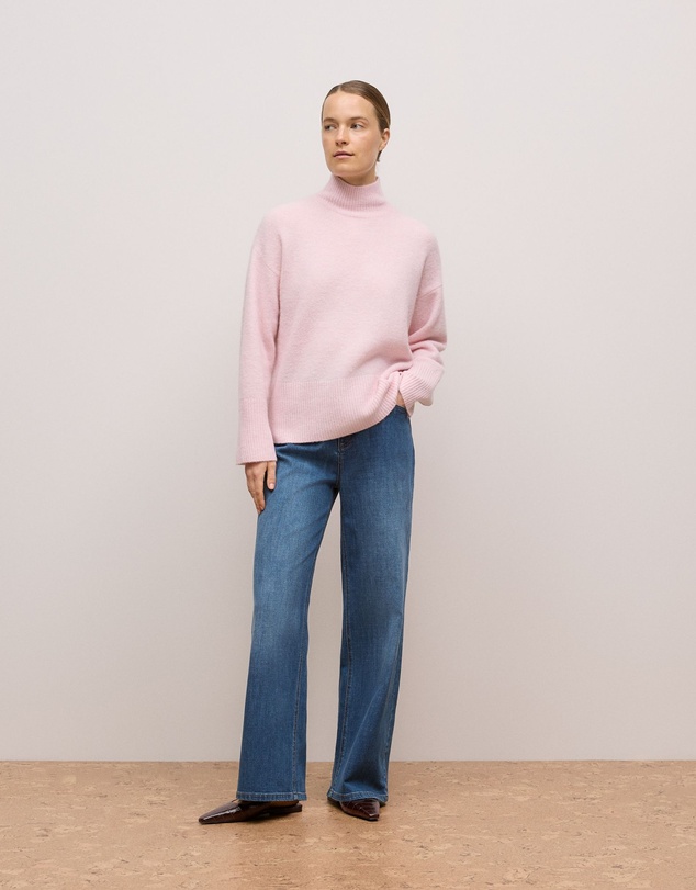 Trenery - Alpaca Merino Blend Relaxed Mock Neck in Light Blush