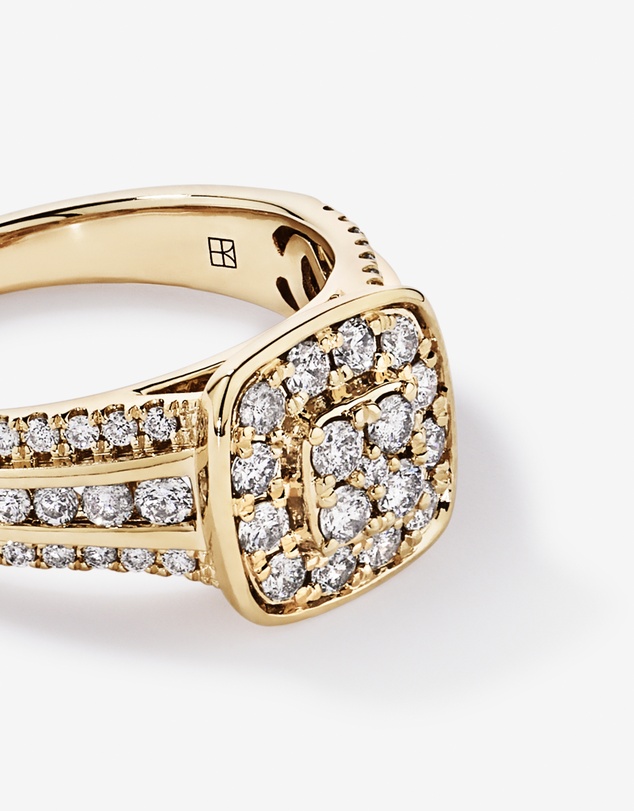 Michael Hill - 0.85 Carat TW Cushion-Shaped Diamond Cluster Ring in 10kt Yellow Gold