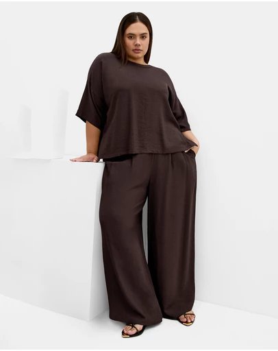 City Chic - Plus size Alexi Wide Leg Pant - chocolate