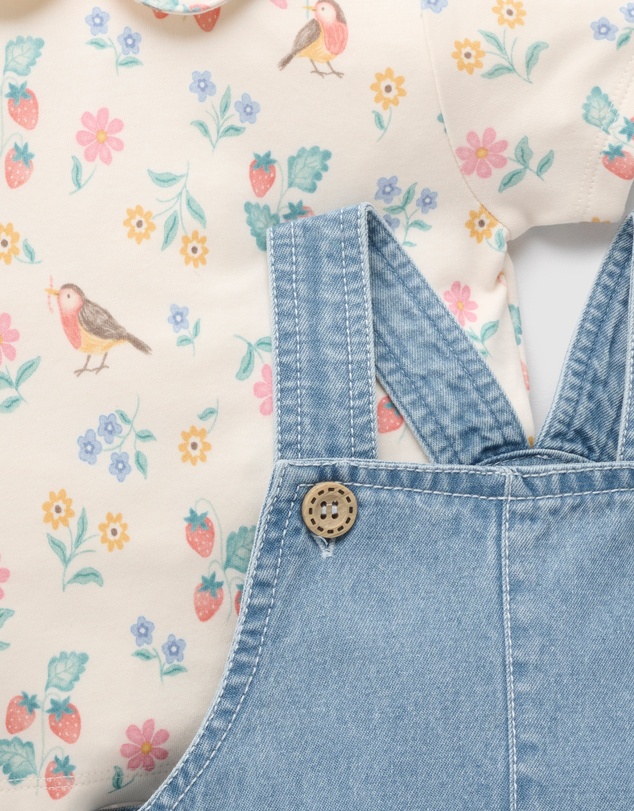 Purebaby - Denim Overall Set-Kids-Babies