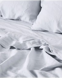 IN BED - 100% Linen Flat Sheet in Mist