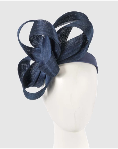 Fillies Collection - Navy Abaca Loops Racing Fascinator