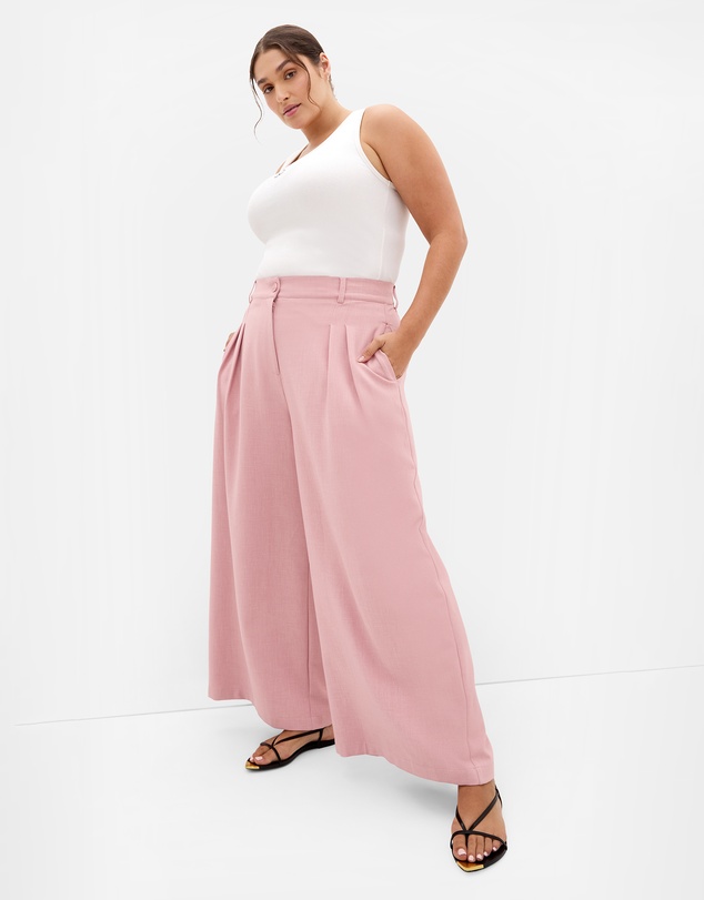 City Chic - Plus size Imogen Lined Wide Leg Pant - baby pink