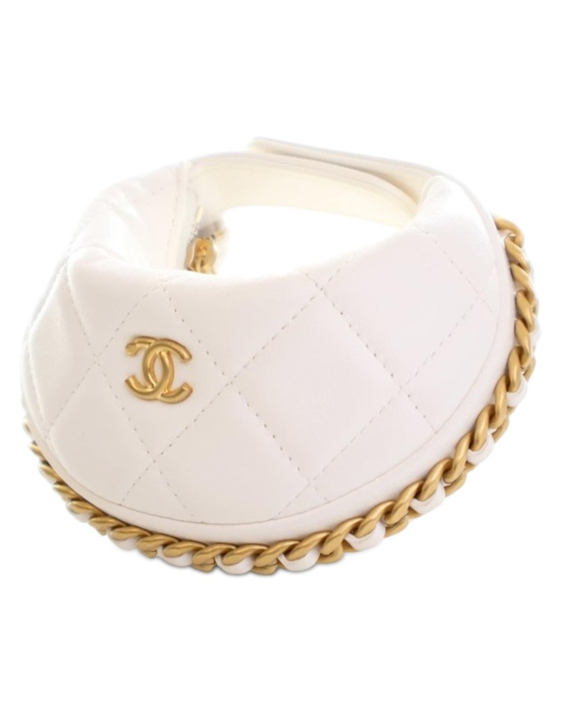 Pre-Loved by Azura Reborn - Pre-Loved Mini Shiny Crumpled Quilted Lambskin Chain Around Pouch