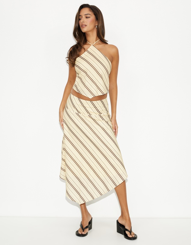 Dazie - Vacay Linen Blend Midi Skirt
