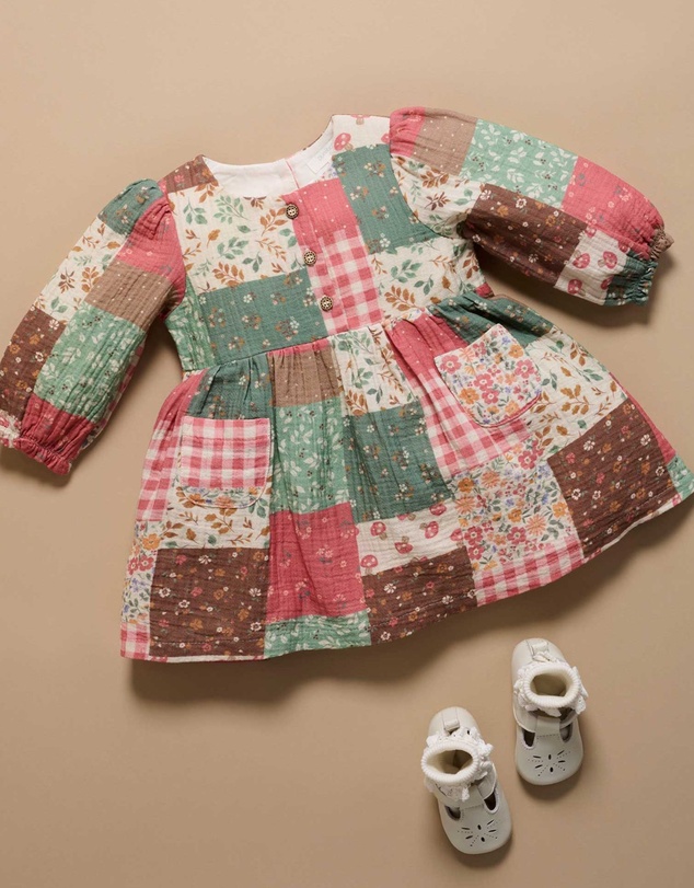 Purebaby - Patchwork Dress -Kids-Babies