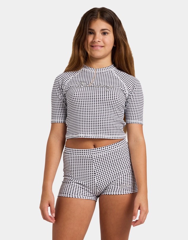 Billabong - Girls 6 to 16 Gingham Crush Short Sleeve Rashguard