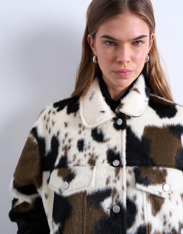 TOPSHOP - Faux Fur Western Trucker Jacket