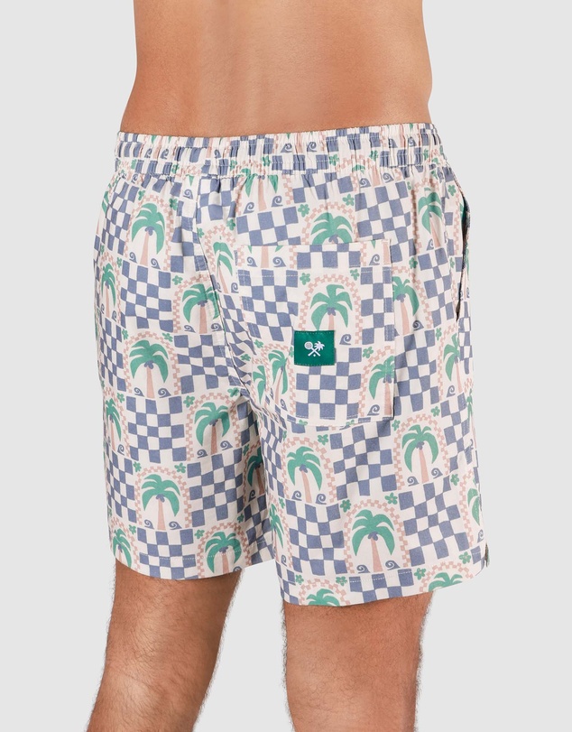 Skwosh - Palm Check Party Everyday Shorts in White