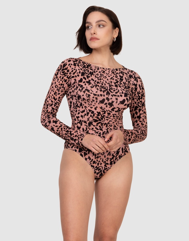 Oh!Zuza - Printed Viscose Boat Neck Long Sleeve Bodysuit
