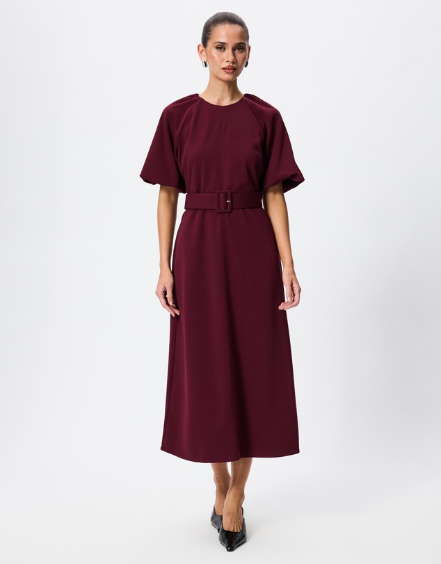 Tussah - Carla Puff Sleeve Belted Midi Dress