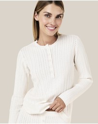Papinelle - Olivia Pointelle Long Sleeve Henley Top