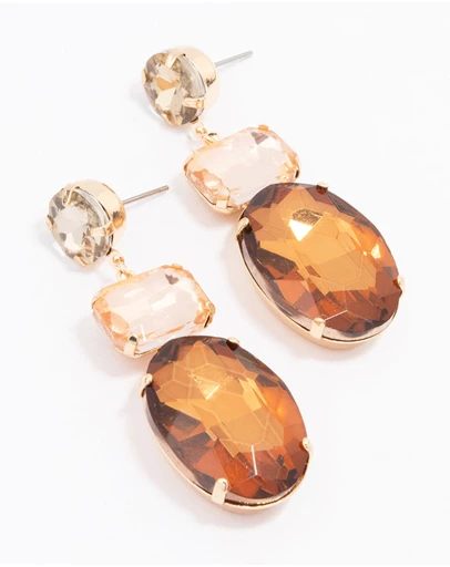 Lovisa - Gold Molten Amber Stone Statement Drop Earrings