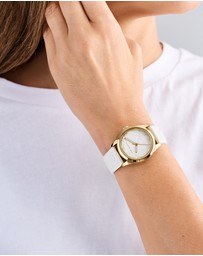 Ted Baker - Coolly Gold-Tone 34mm Cream Embossed Leather Watch