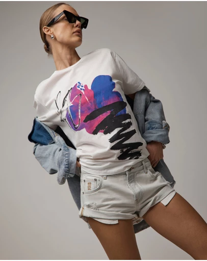 ONE TEASPOON - Art Boyfriend Tee - White