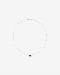 Michael Hill - Emerald Cut Green Created Emerald Gemstone Stud Earrings and Pendant Necklace Set in Sterling Silver
