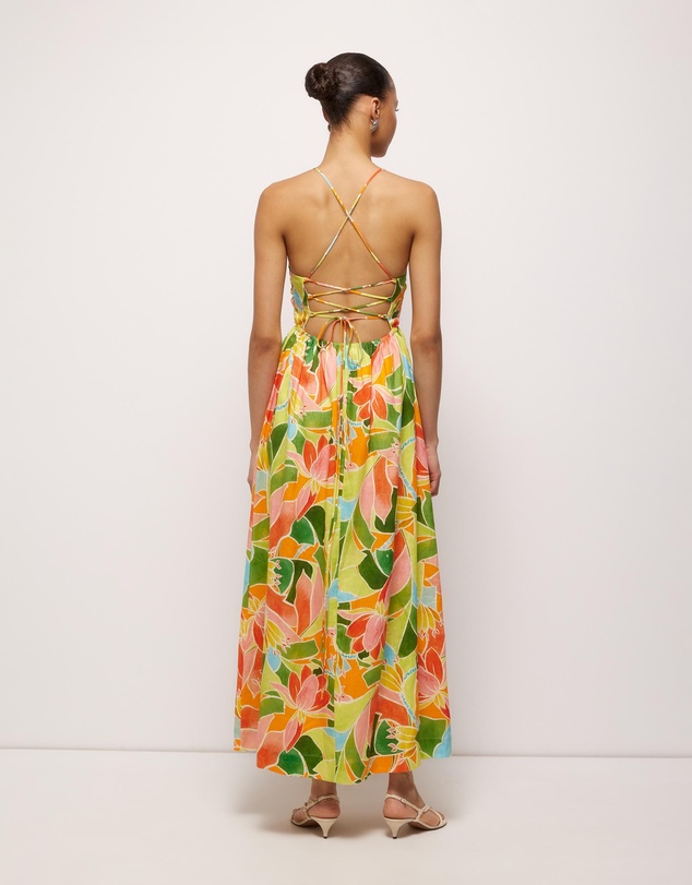 AERE - Emina Linen Tie Back Midi Dress