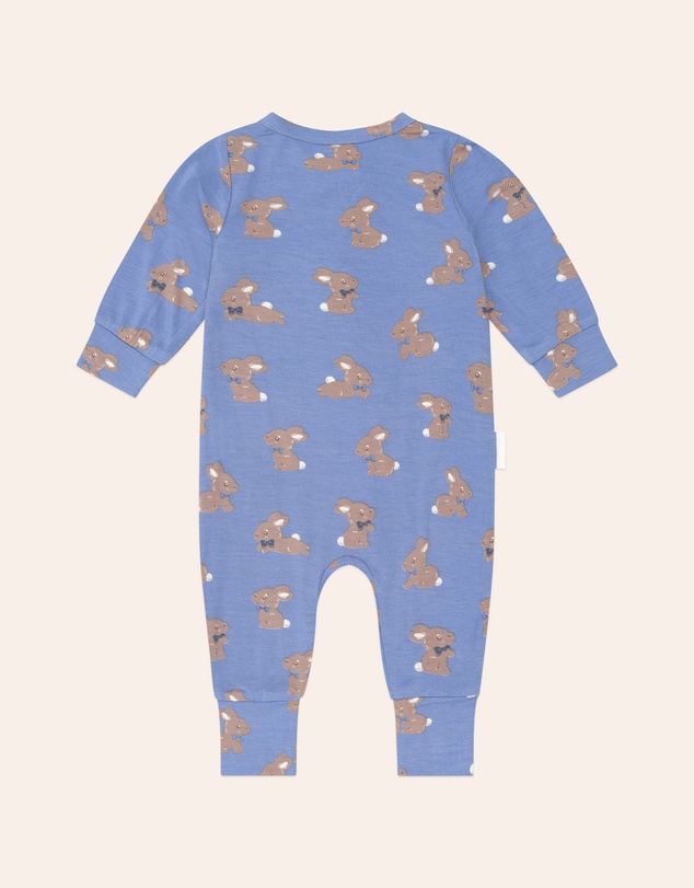 Huxbaby - Vintage Blue Bunny Zip Romper - Babies