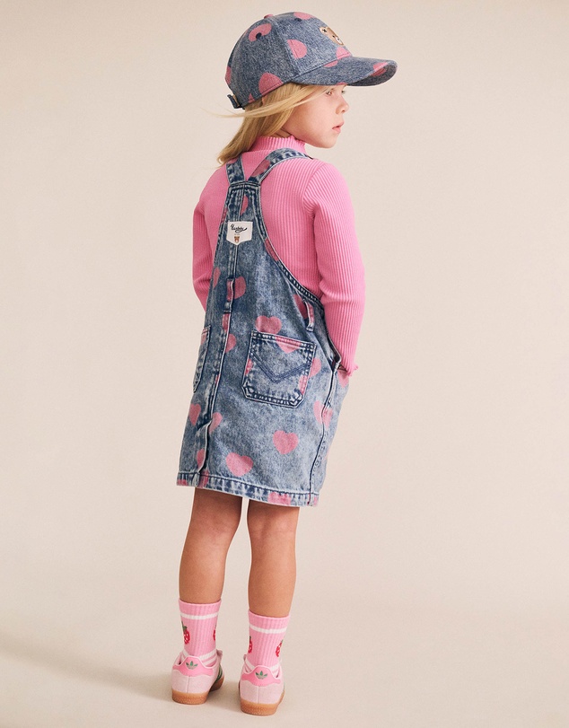 Huxbaby - Dreamy Denim Hearts Pinafore Dress - Babies-Kids