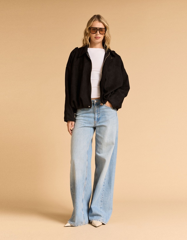 MVN - Faux Suede Bomber Jacket