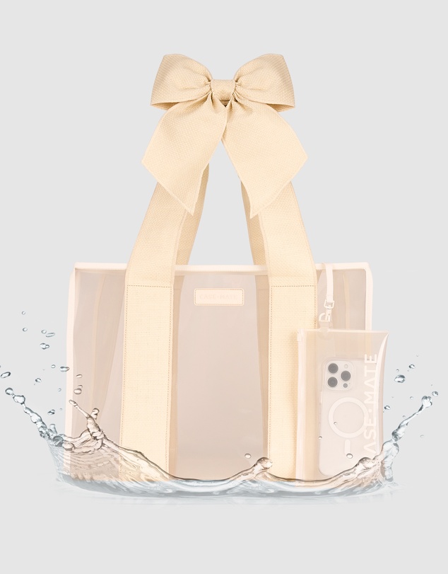 Case-Mate - Case-Mate Ecru Raffia Bow Tote w/ Phone Pouch
