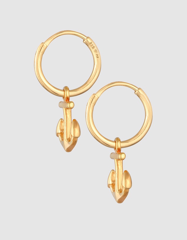 Elli Jewelry - Anchor Hoop Earrings in Gold-Plated 925 Silver