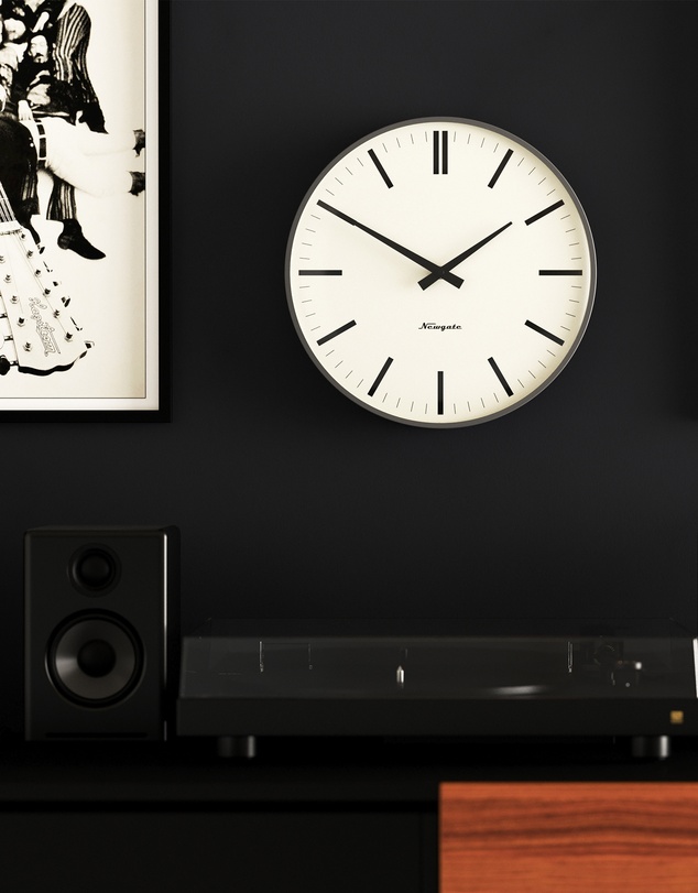 Newgate - Newgate Radio City Wall Clock Bold Black Marker Dial - Matte Blizzard Grey