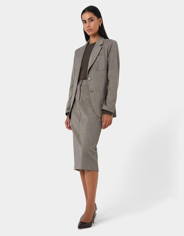 Forcast - Allara Herringbone Midi Skirt