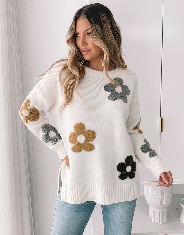 Esther & Co - Novella Knit - Cream Floral