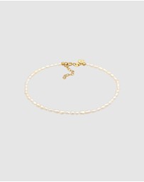 Elli Jewelry - Anklet Classic with Freshwater Pearls in 925 Sterling Silver Gold Plated