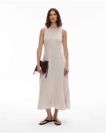 knee length dresses for ladies Allure Midi Dress - Soft White Linen main image 0