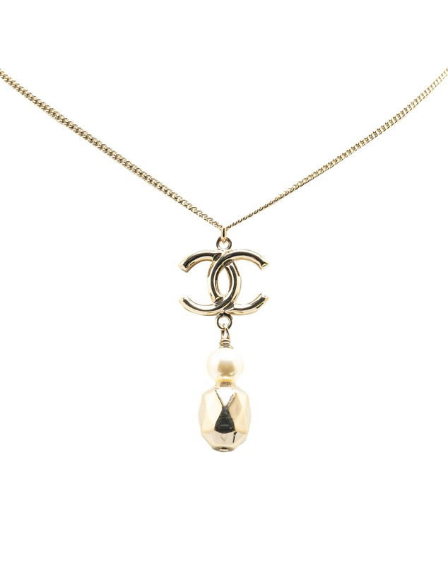 Pre-Loved by Azura Reborn - Pre-Loved Gold Plated CC Faux Pearl Pendant Necklace