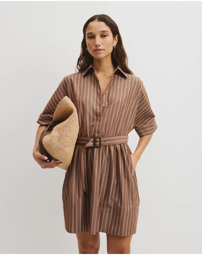 Country Road - Belted Mini Shirt Dress