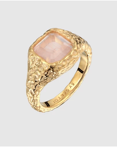 Haze & Glory - Pink Rose Cocktail Ring - Gold