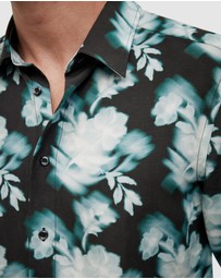 Politix - Distorted Floral Printed Long Sleeve Shirt
