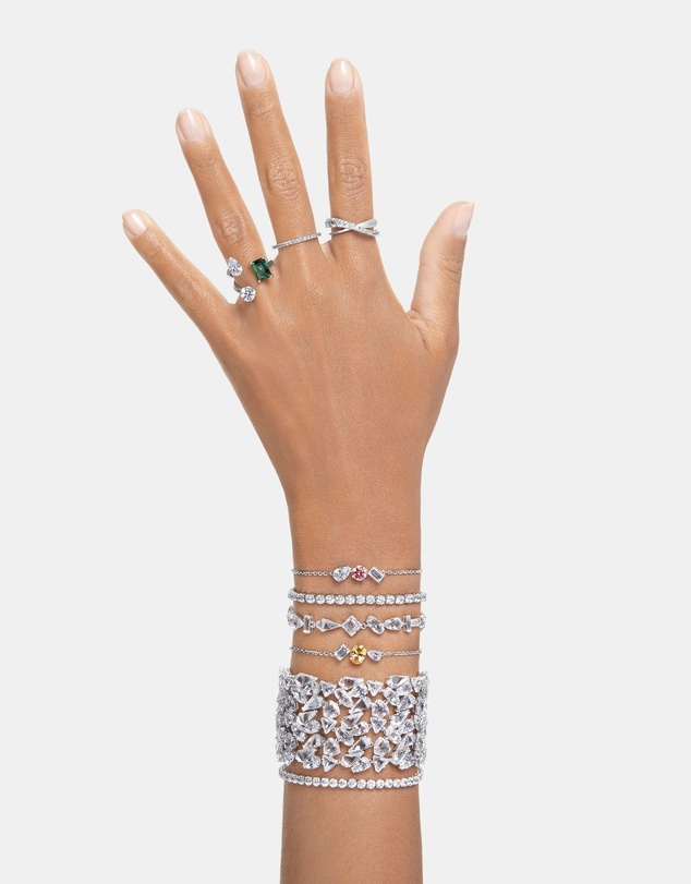 Swarovski - Matrix Tennis bracelet, Round cut, White, Rhodium plated