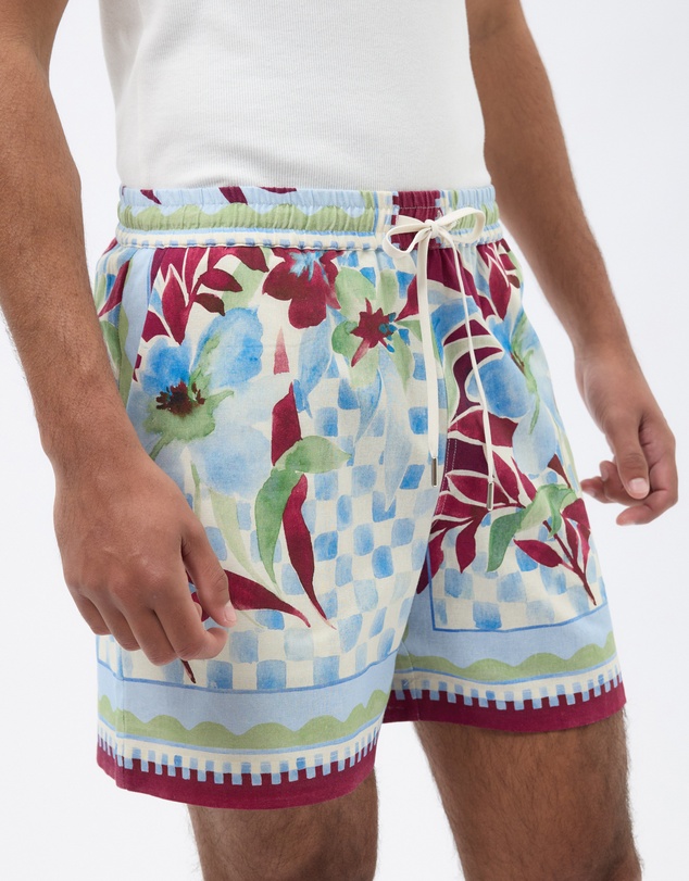 AERE - Resort Printed Linen Blend Shorts