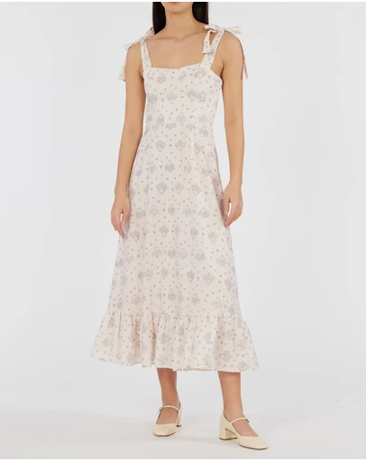 Amelius - Blue Maiden Linen Midi Dress