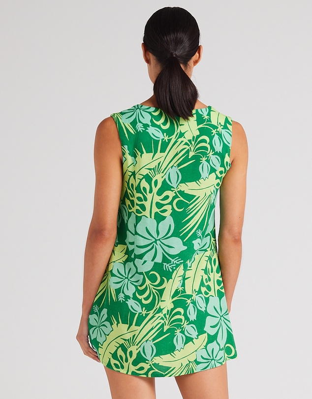 Poolside Paradiso - Tahiti V Button Up Dress - Leaf