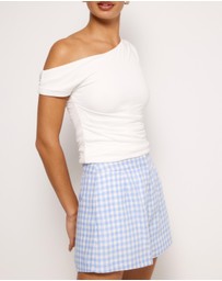 AERE - Gingham Linen Shorts