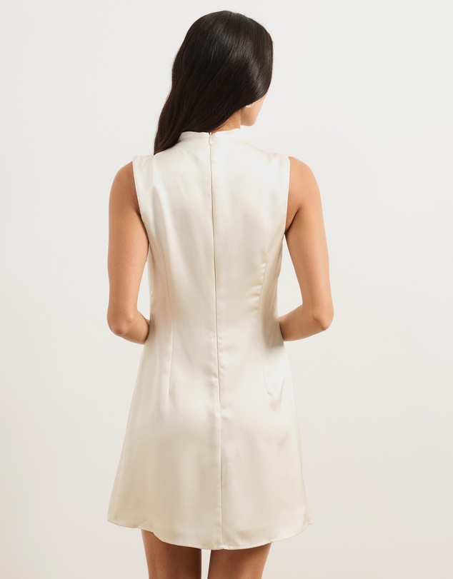 Atmos&Here - Della Satin Drape High Neck Mini Dress