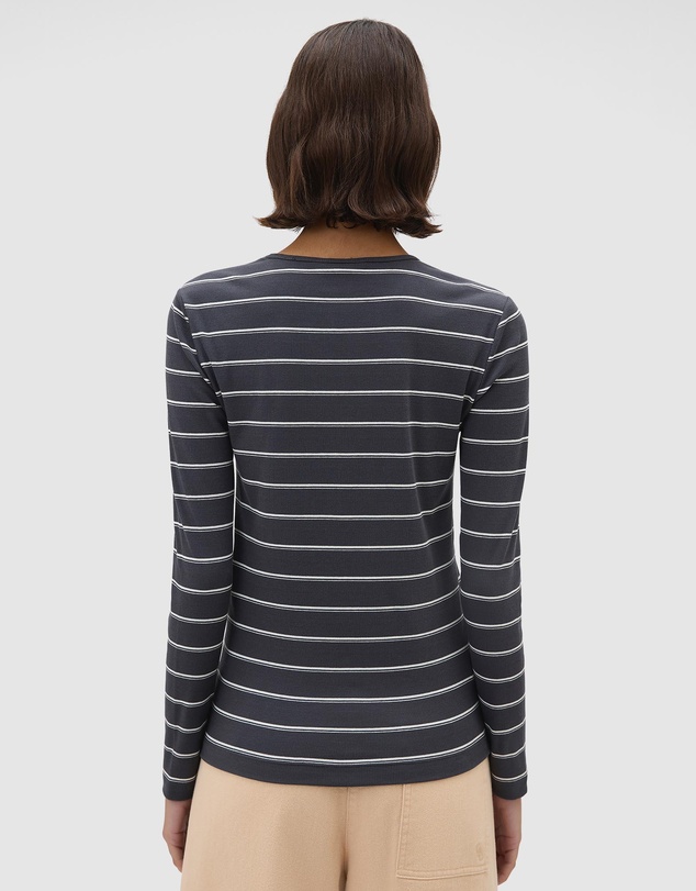 Oroton - Eve Fine Rib LS Stripe Tee