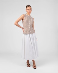 MVN - Gingham Lace Trim Top