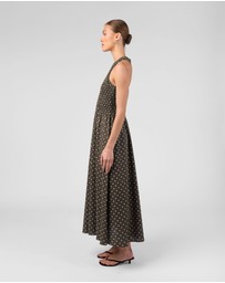 MVN - Shirring Top Polka Dot Maxi Dress