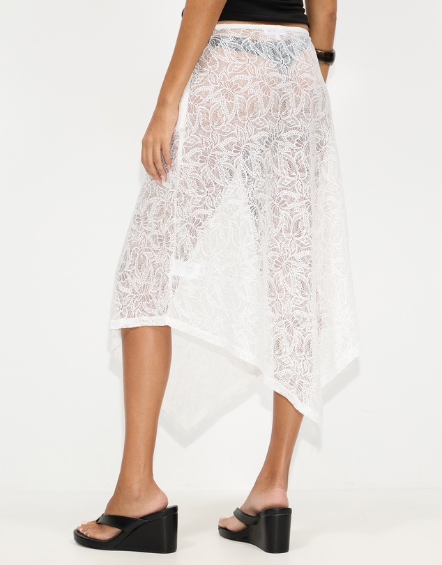 Dazie - Vacay Sheer Lace Midi Skirt