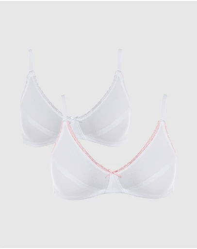 Royce Lingerie - My First Bra Pure Cotton & Lace Bra 2 Pack