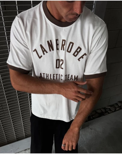 Zanerobe - Ath. Baby Ringer Tee Vintage White/Choc