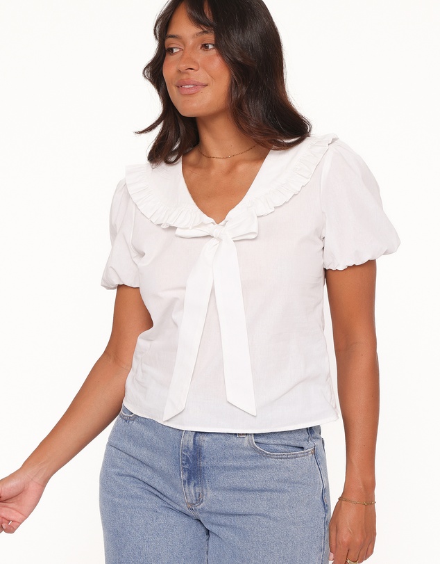Petal & Pup - Fleming Frill Collar Shirt - White