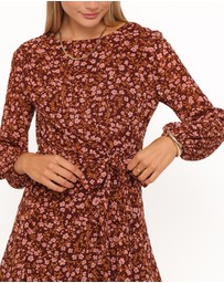 Petal & Pup - Kaylie Mini Dress - Brown Ditsy Floral