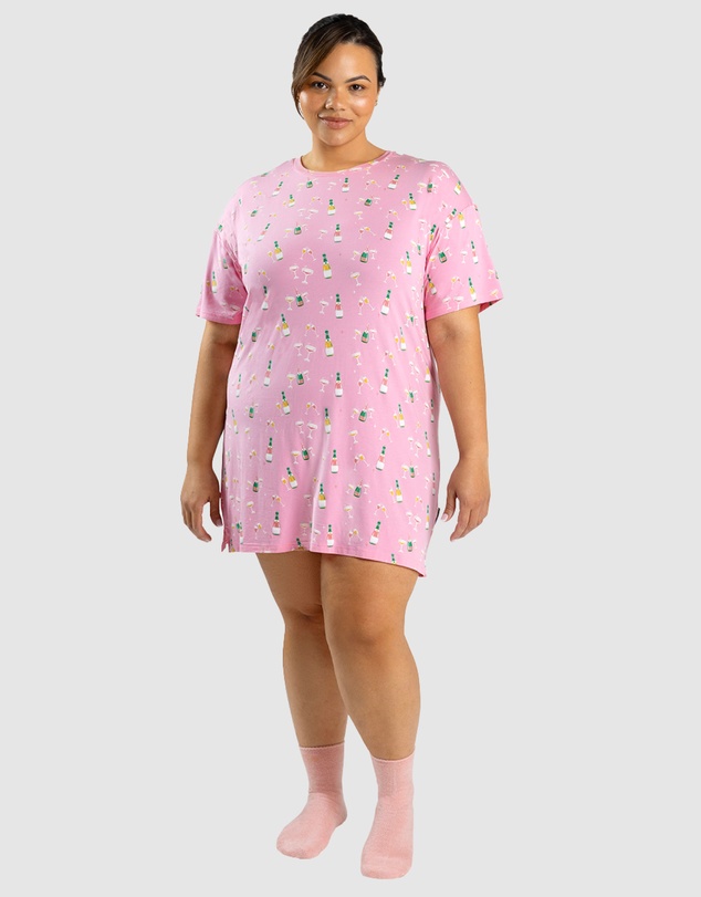 Bamboozld - Womens Champagne Bubbles Jersey Night-Tee